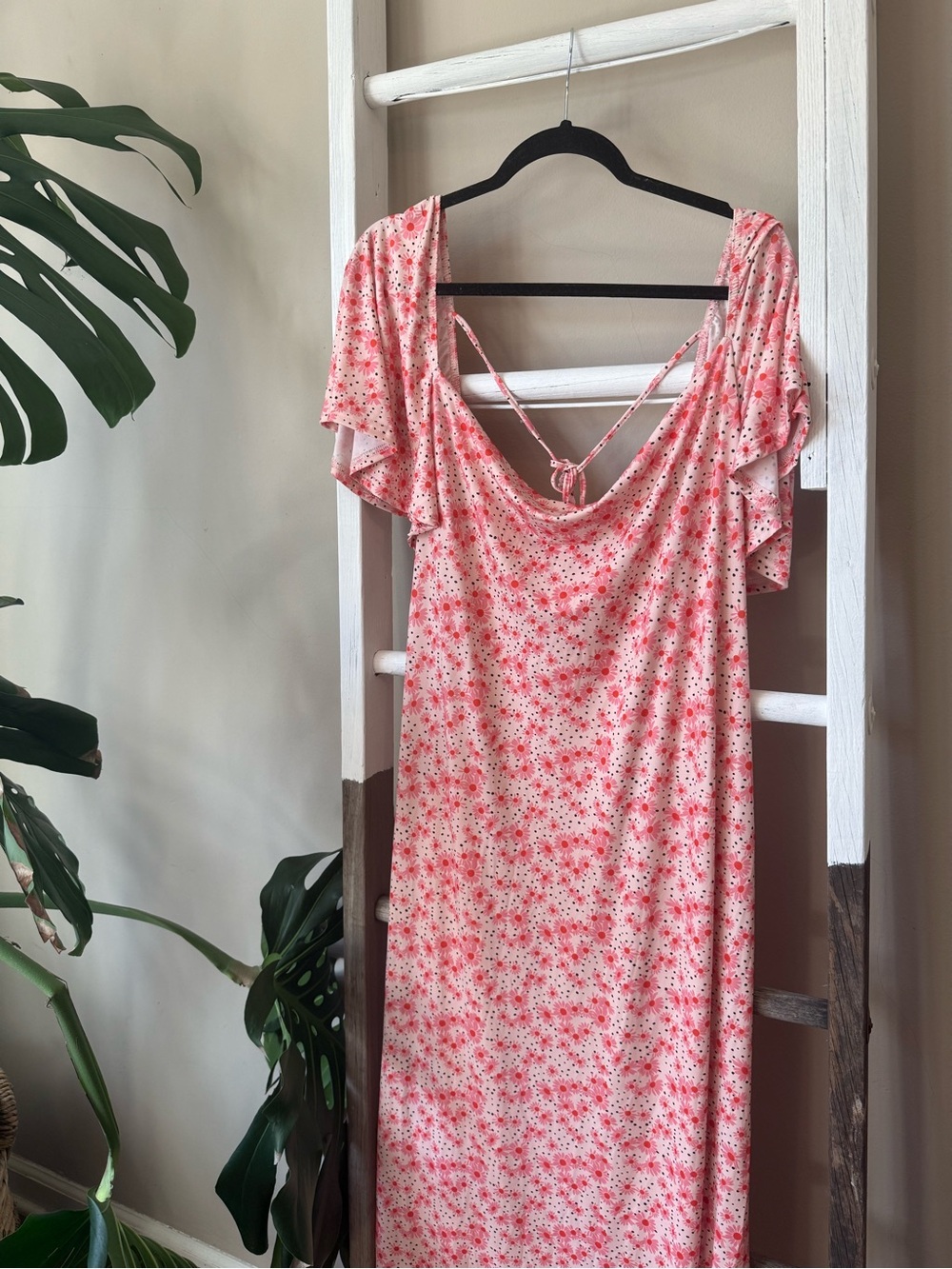ASOS Curve Pink Floral Maxi Dress with Scoop Back Tie